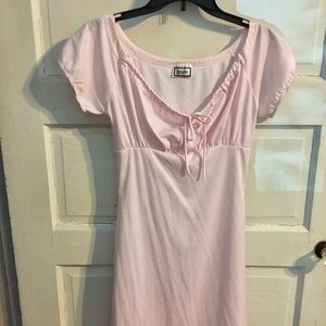 Summer pink gingham dress